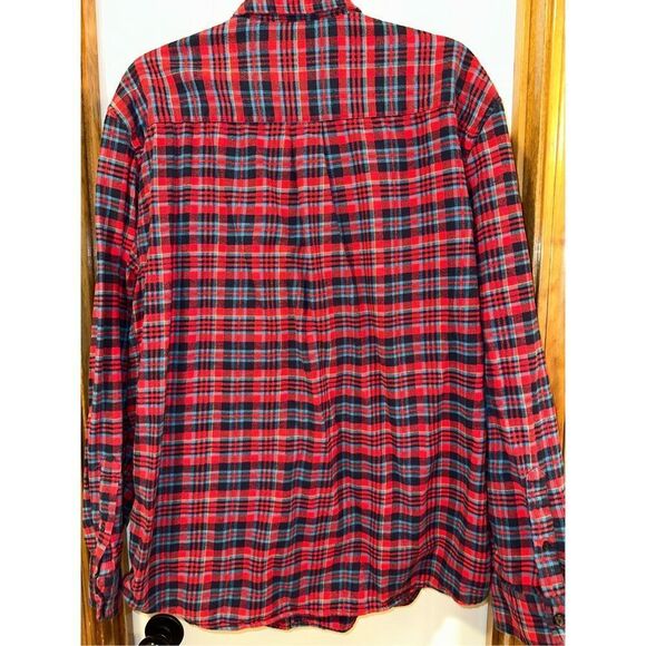St. John's Bay Men's XL Plaid Flannel Long Sleeve Shirt Red/Blue - Picture 6 of 6